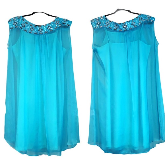 Alice by Temperly turquoise 100% silk dress sz 12 - Picture 3 of 14